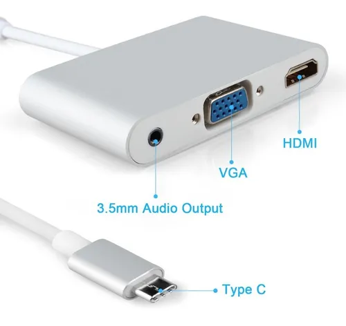 Adaptador Tipo C a HDMI VGA 3.5 Audio SM-C7842