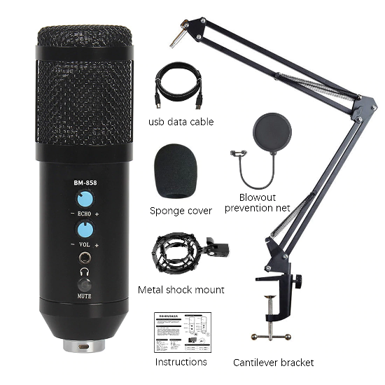 Kit soporte Microfono Profesional Condenser BM-858TZ