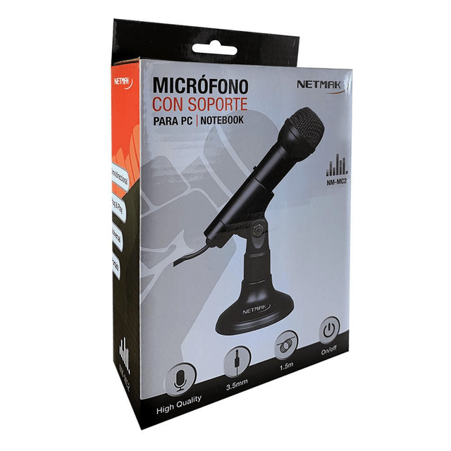Microfono para PC con Base - Plug 3,5mm Netmak NM-MC2