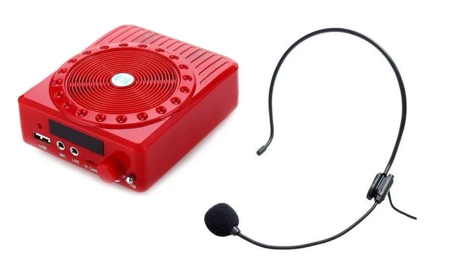 Megafono Amplificador Parlante Vincha Microfono Mp3 Usb Fm