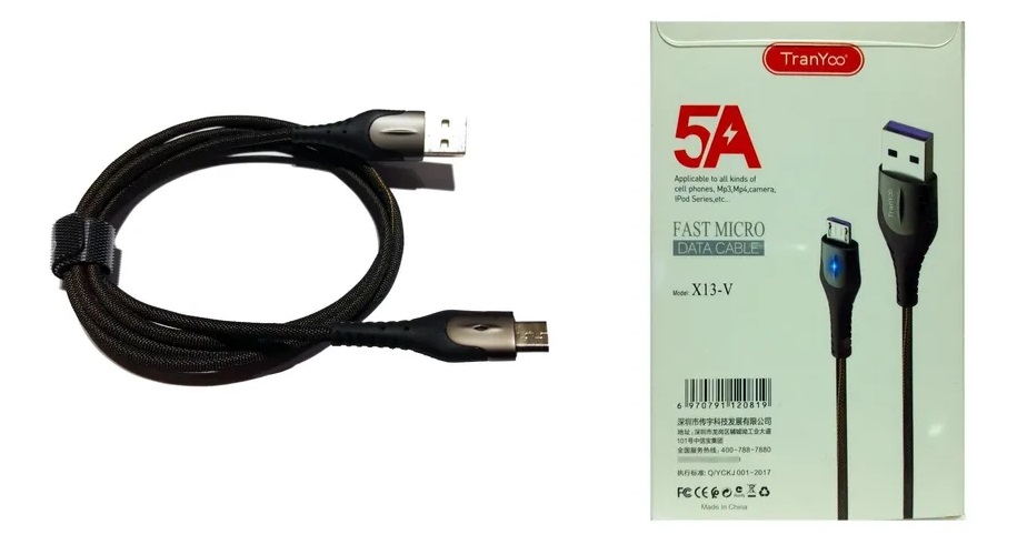 Cable de Datos Tipo V8 5A Reforzado tipo Jean Tranyoo X13-V