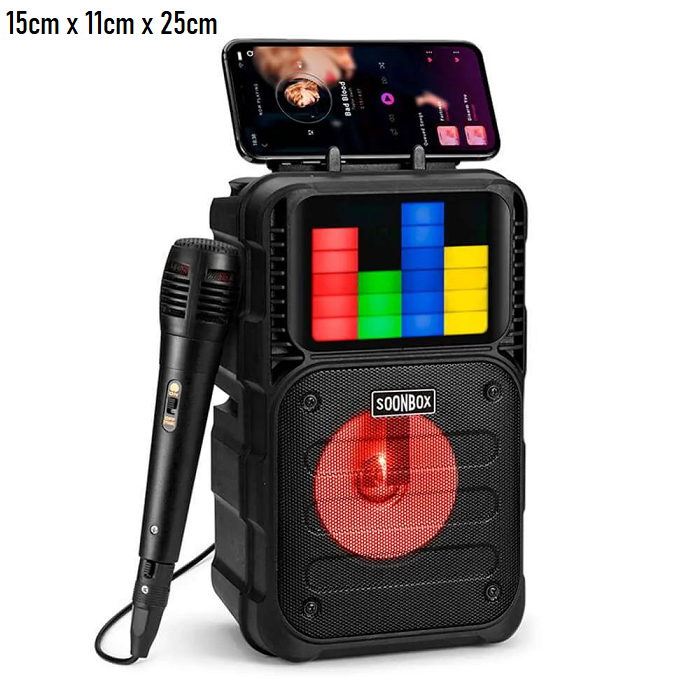 Parlante Portatil BT Micro Sd Usb Aux Fm Karaoke con Microfono y Luces RS-1433