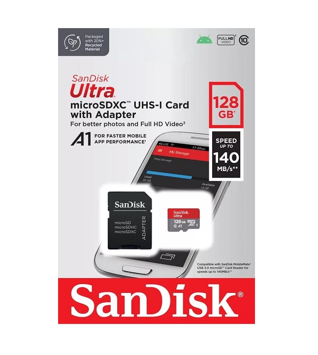 Micro SD Sandisk Ultra 128gb 140Mb/s