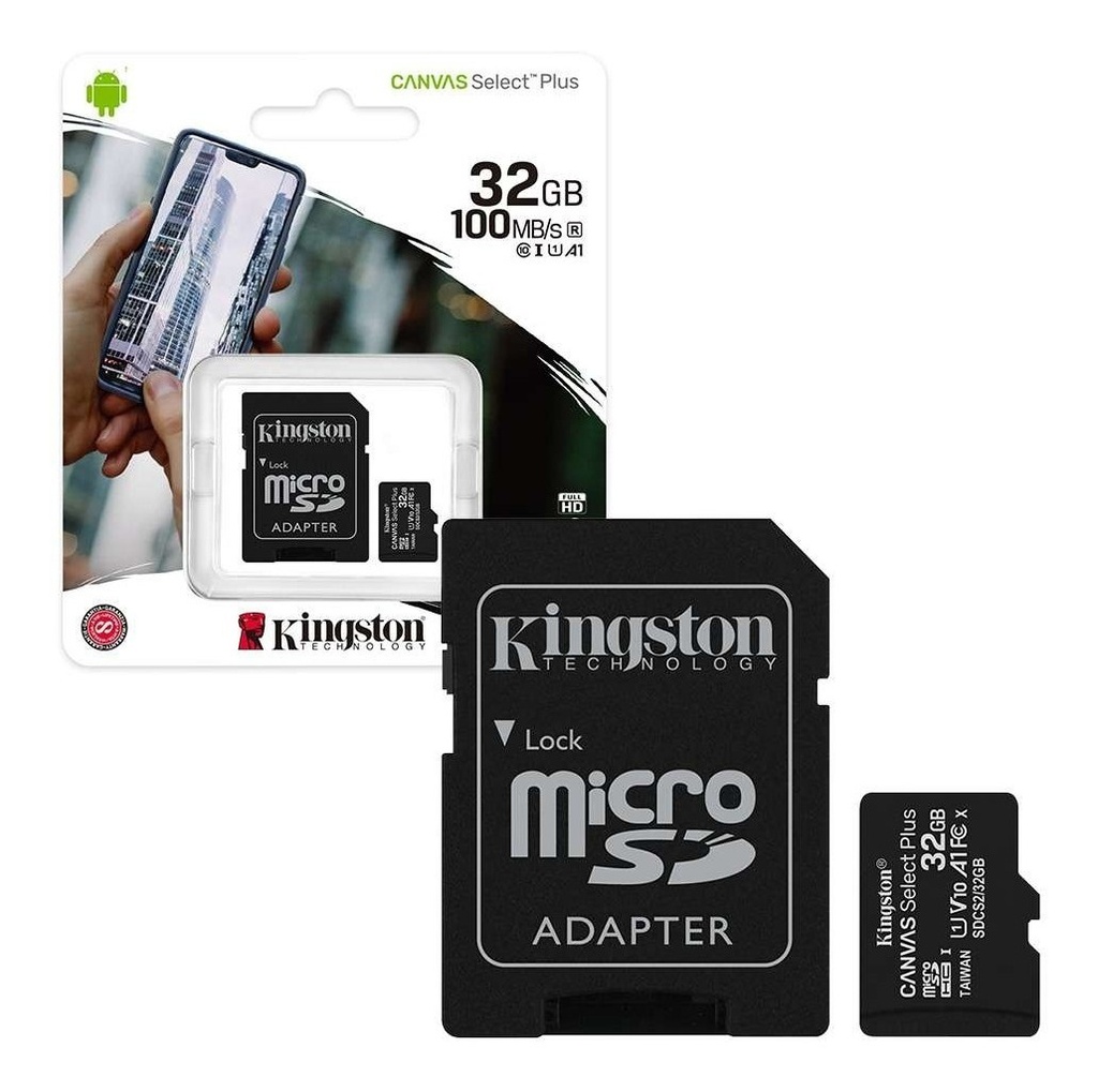 [740617298680] Micro SD 32gb Kingston clase 10 Canvas Select Plus 100MB/s