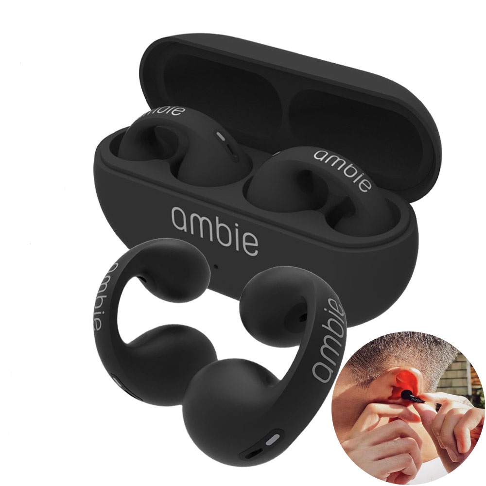 [4589422120283 AM-TW01] Auricular Bluetooth V5.2 Doble con Base Cargadora de Conduccion Osea Ambie