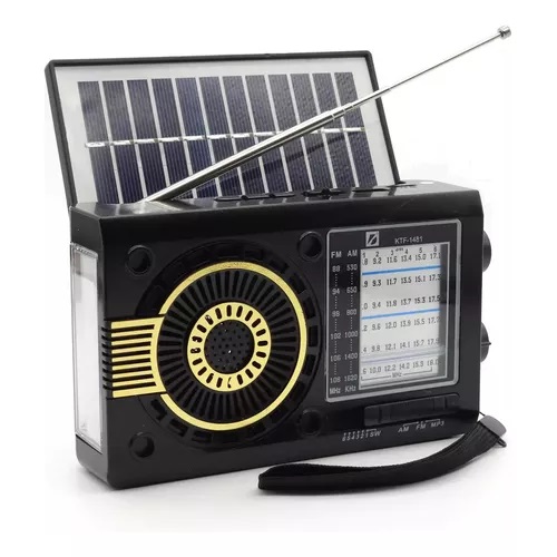 [503595] Radio KTF-2027 Bluetooth FM AM Usb Sd Aux Panel Solar Linterna Recargable Retro Vintage
