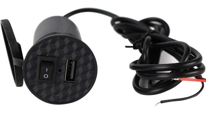 Cargador 12v a Usb para moto con Interrruptor