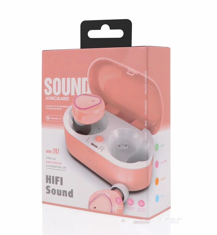 Auricular in ear BT 5.0 HIFI 207 Rosa