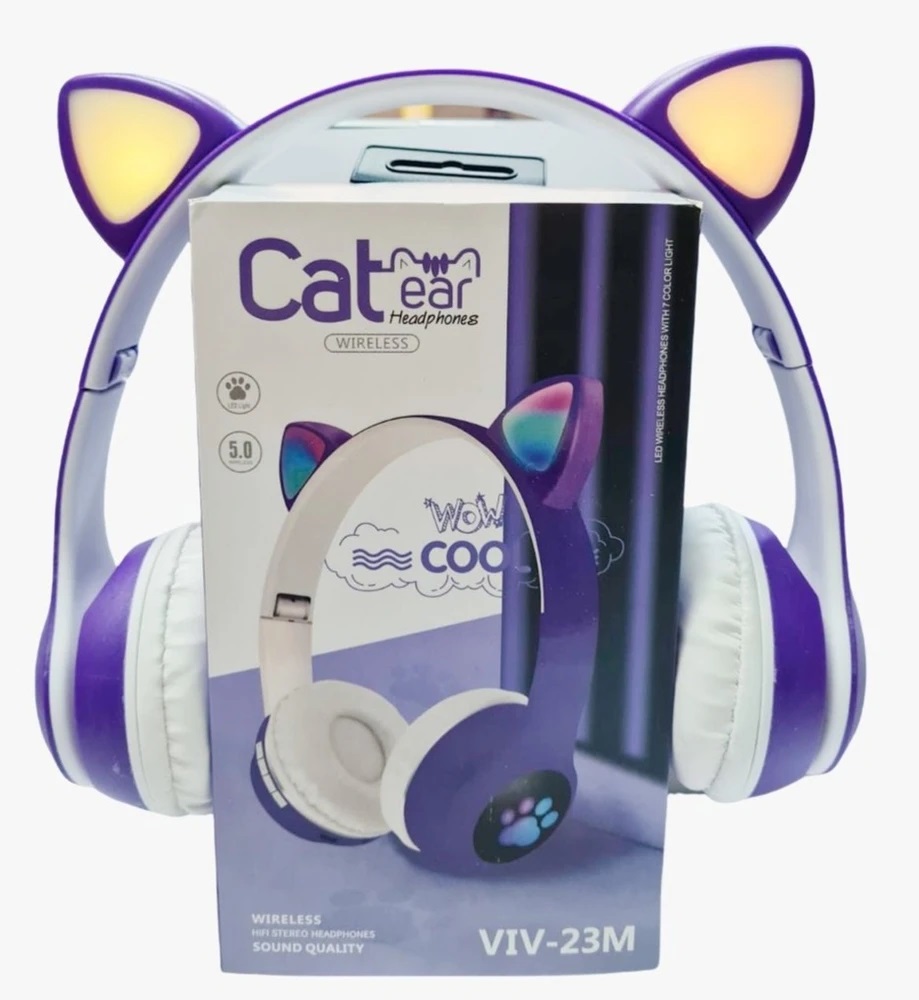 Combo Auricular Bluetooth Orejas De Gato Y Micrófono Karaoke
