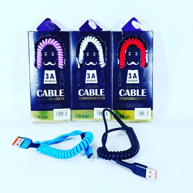 Cable de Datos Resorte Lightning 3A (Sueltos, sin caja)