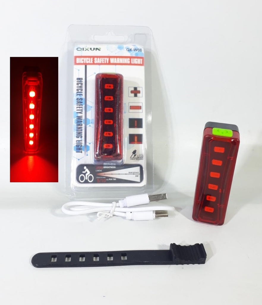 Luz Bicicleta Led Usb Recargable Trasera w06