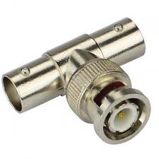 Adaptador tipo T 1X BNC macho - 2X BNC hembra