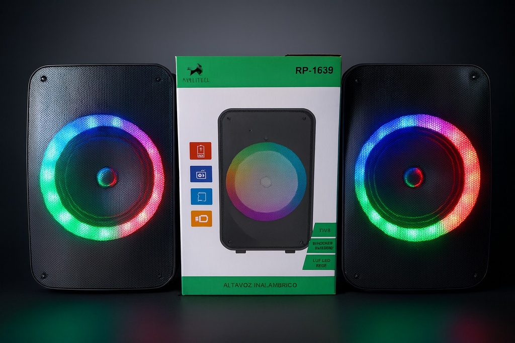 Parlante Bafle 6,5" con karaoke BT FM USB RP-1639 (22*19*35cm)