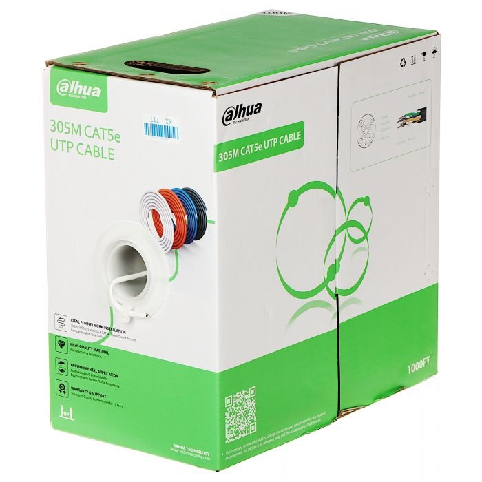 Cable UTP Cat 5E Interior 305m CCTV IP Blanco Dahua