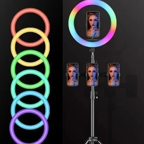 Aro Led RGB 30cm + Tripode de Aluminio 2,1m