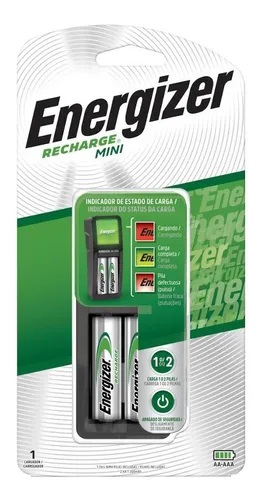 Cargador Mini de Pilas Energizer AA y AAA con 2 pilas AA