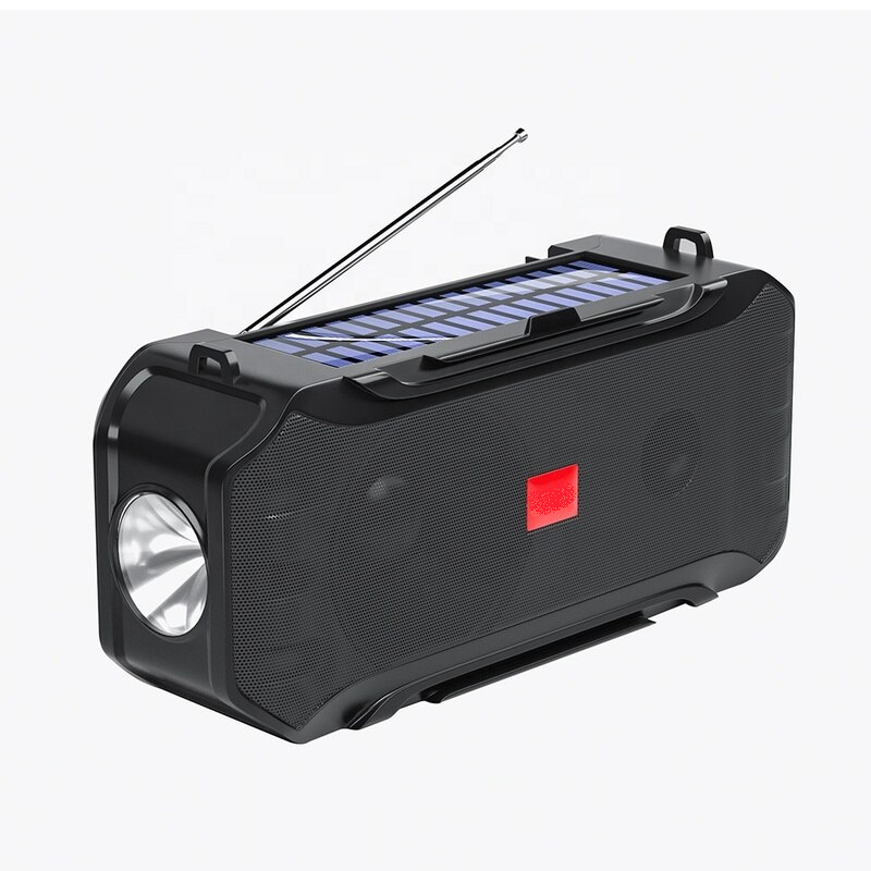 Parlante Portatil con Pantalla Solar Linterna Micro SD USB AUX 22*6*10cm