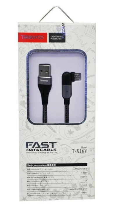 Cable de Carga Rapida Tipo V8 Metalico 5A Tranyco T-X16V