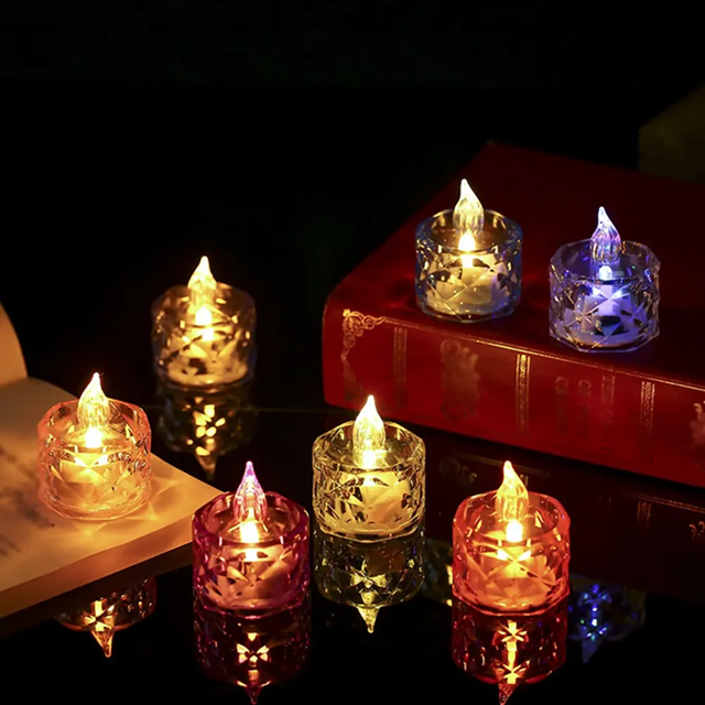 Vela Led Decorativa Acrilico Blanco Calido Rombos 3cm a Pila