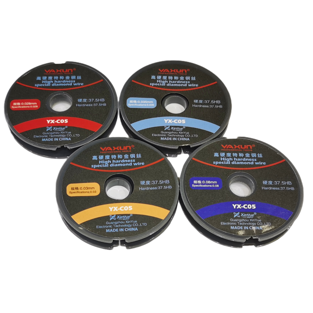 Hilo Separador de Touch Lcd Pantalla Glass Alambre de corte de acero de carbono especial 0.035mm x100m Yaxun YX-C05