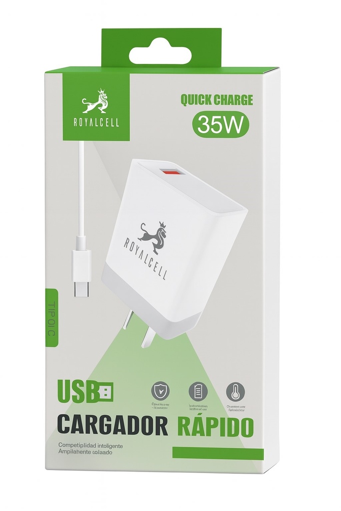 Kit Cargador 2 en 1 Tipo C Carga Rapida 35W Royalcell