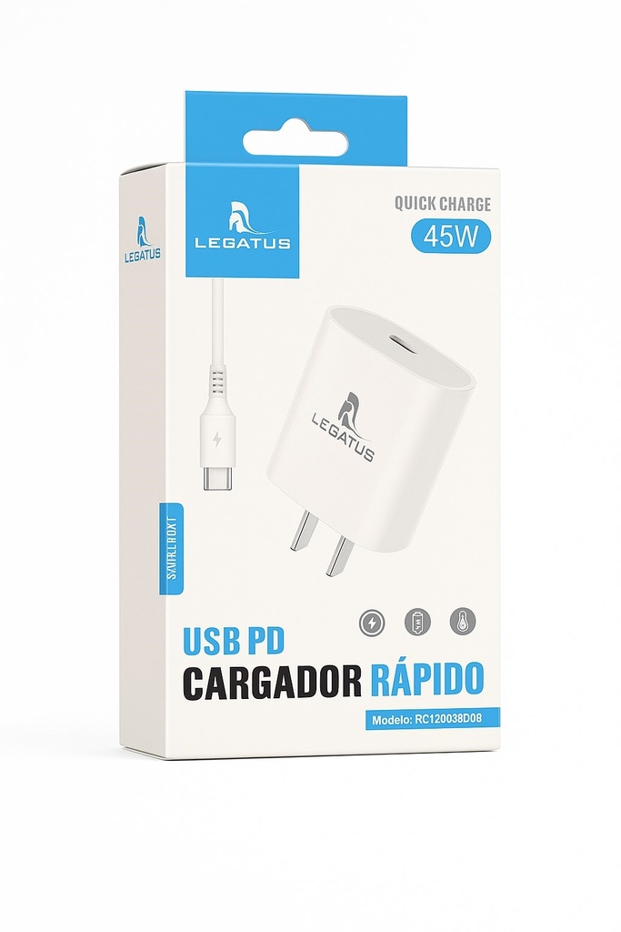 Kit Cargador 2 en 1 Lightning Carga Rapida 45W Usb C Legatus
