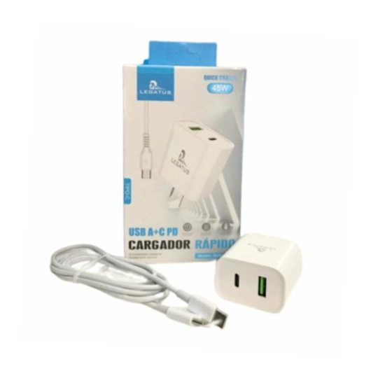 Kit Cargador 2 en 1 Tipo C Carga Rapida 45W Usb A + Usb C Legatus