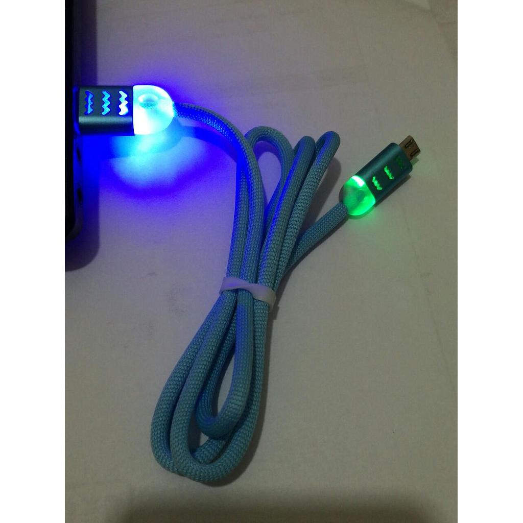 Cable V8 con luz acordonado 1mt