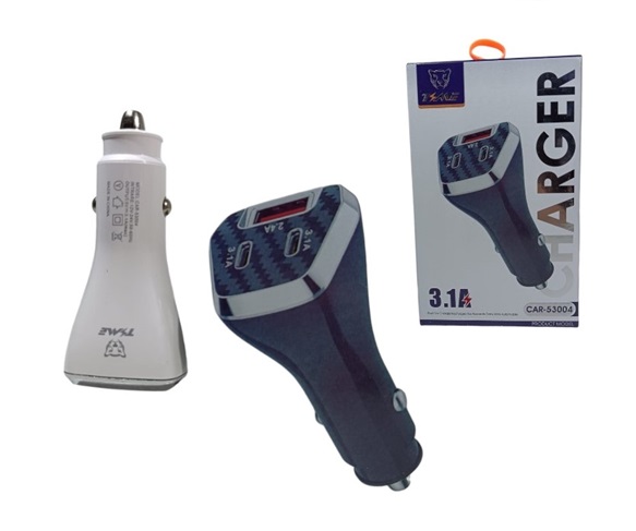 Cargador 12V 2 Tipo C PD Dual 3.1A + Usb 2.4A CAR-53004