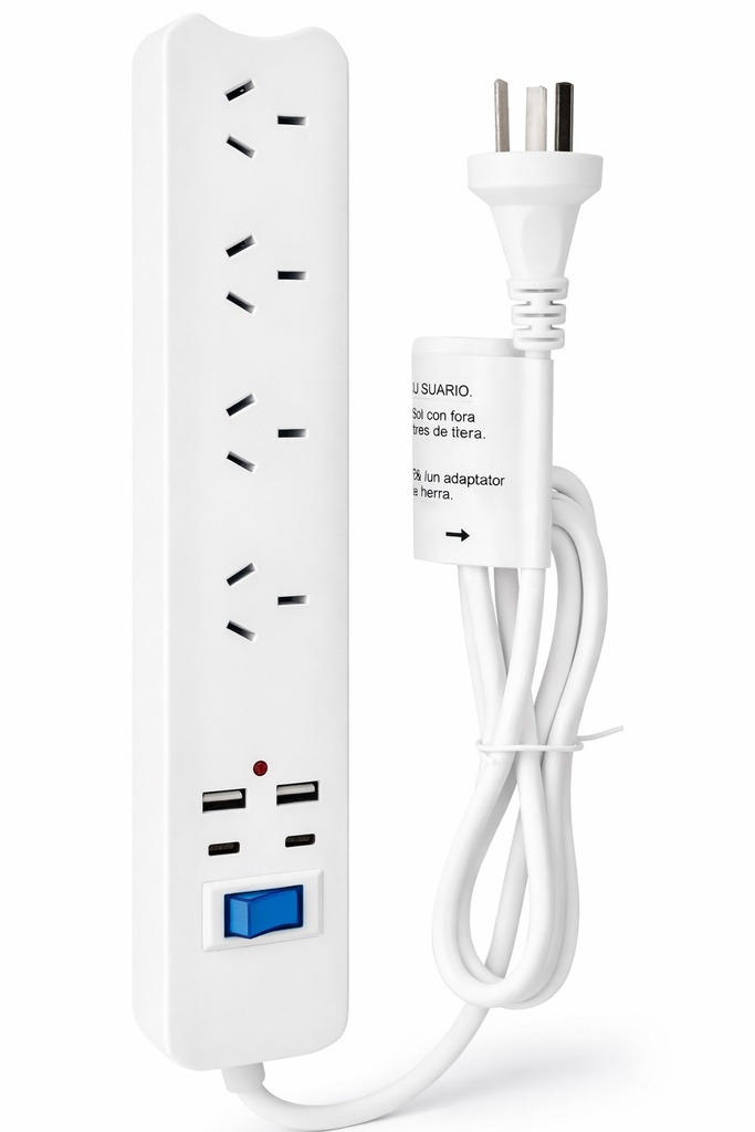 Zapatilla Legatus Toma Corriente 4 tomas 2 Puertos Usb + 2 Usb-C 1,5m Blanco