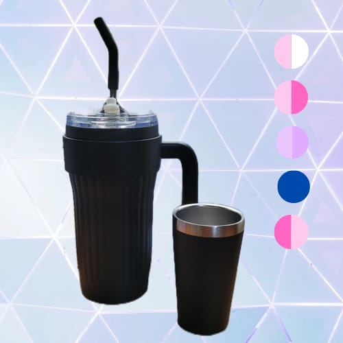 Vaso Termico con Manija 900ml + Vaso y Bombilla