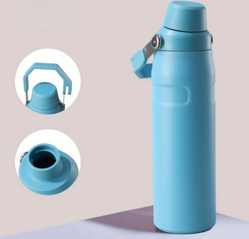 Botella Termica Doble Tapa con Manija 1000ml (Celeste)
