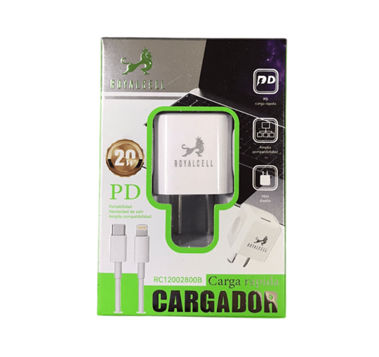 Kit Cargador 2 en 1 Royalcell PD 20W Lightning