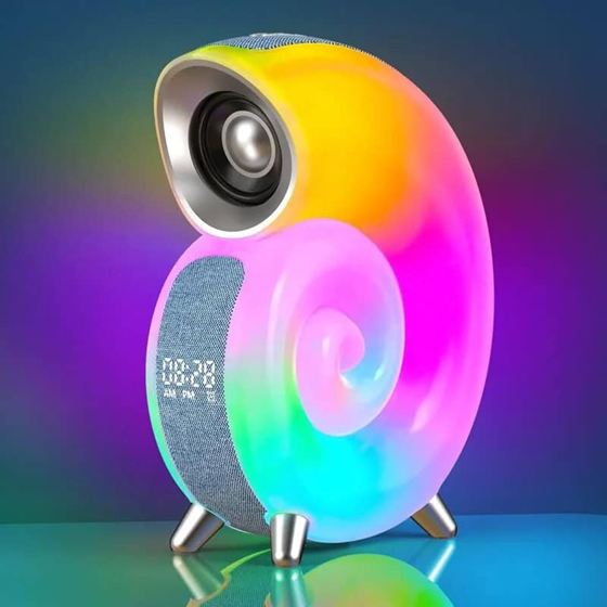 Parlante Reloj Despertador Caracol Rgb Radio Bluetooth