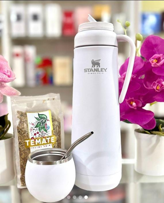 Termo con Tapa Mate y Bombilla 1.2L Stanley Blanco