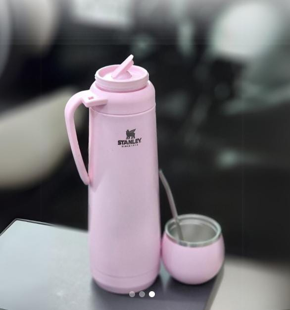 Termo con Tapa Mate y Bombilla 1.2L Stanley Rosa