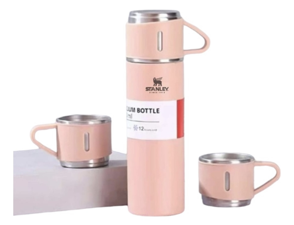 Termo 500ml Stanley + 3 Tazas Termicas Rosa