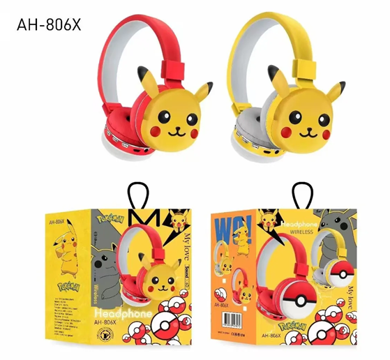 Auricular Vincha Bluetooth Micro Sd Personajes AH-806X Pikachu