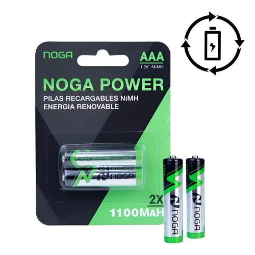 Pack 2 Pilas Recargables AAA Noga 1100mAh