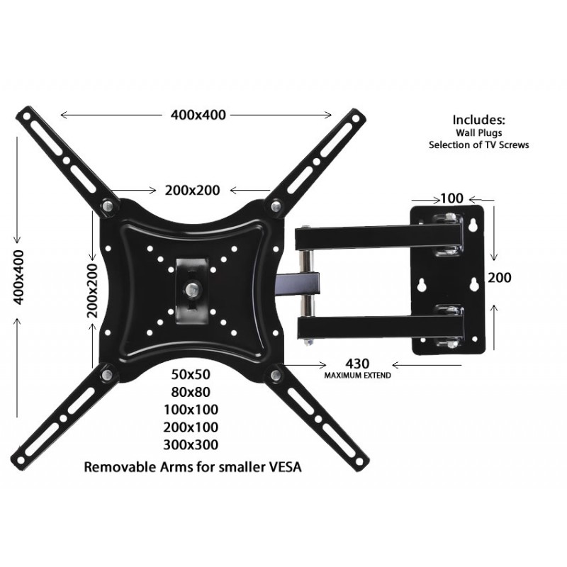 Soporte TV 14" a 55" con brazo HDL-117B-2 30kg