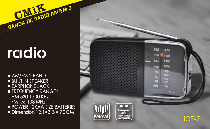 Radio 2 Bandas AM/FM CMiK Kaldeo ICF-7