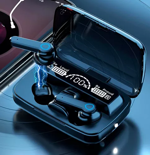 Auricular Bluetooth 5.3 Doble M19 Pro con Base Cargadora y Linterna