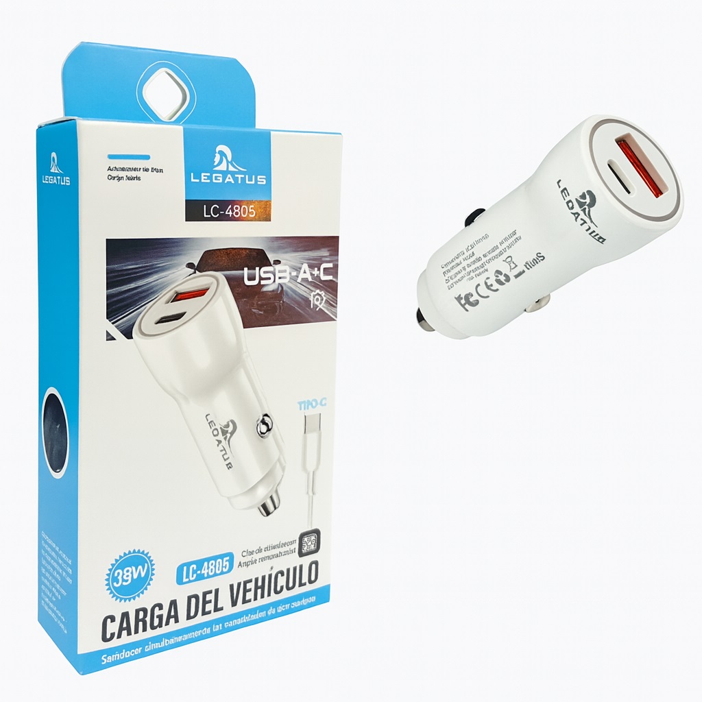 Cargador Legatus 12V Tipo C PD + Usb 38W LC-4805