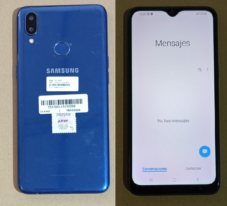 Celular Usado Samsung A10s 32GB/2GB RAM Azul (detalle en modulo) @#
