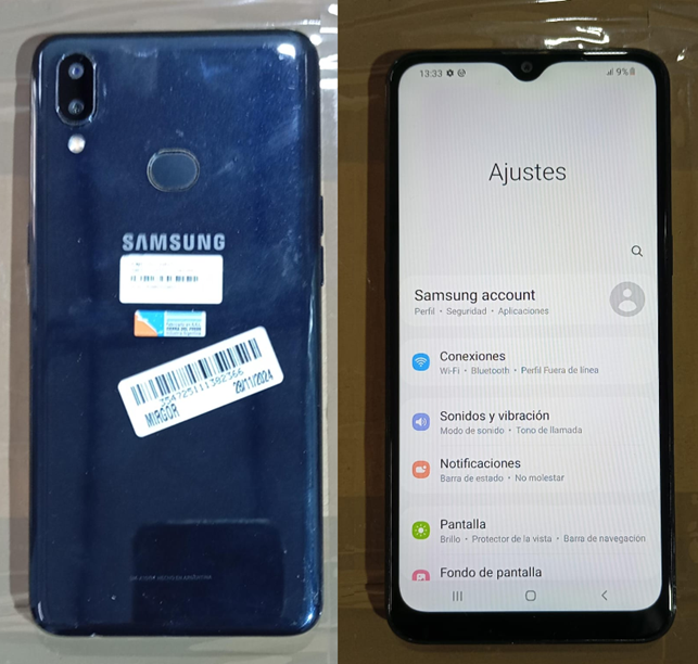 Celular Usado Samsung A10s 32GB/2GB RAM Negro Azulado (detalle en modulo) @#