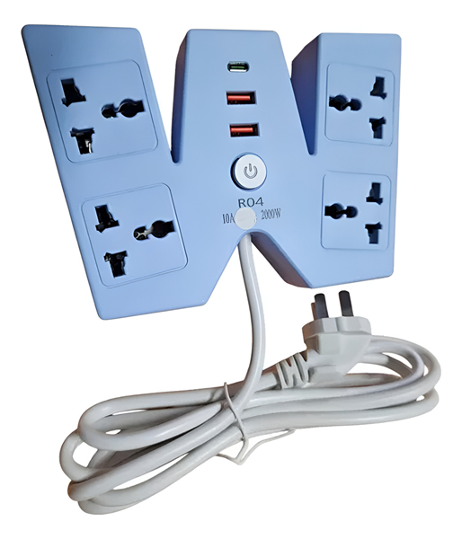 Zapatilla Toma Corriente 4 tomas 2 Puertos Usb + Usb-C 2m R04