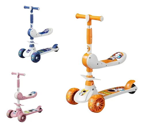 Monopatin Scooter 3 Ruedas Astronauta 2 en 1 Luces