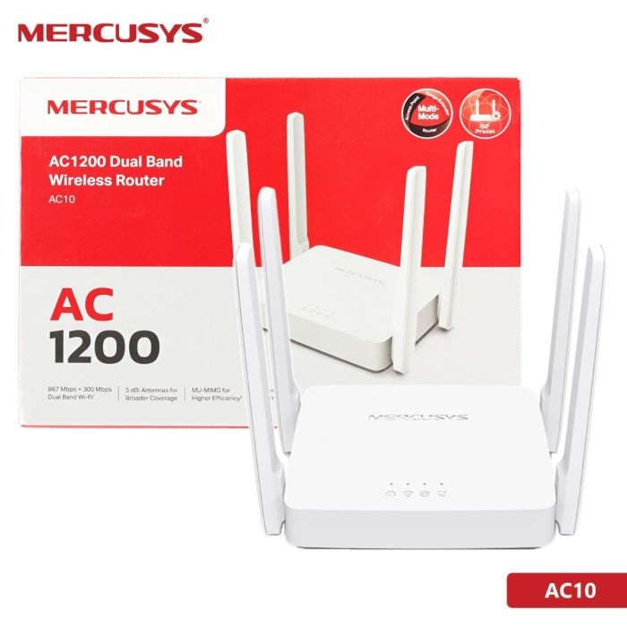 Router Wifi Mercusys Dual 300+867mbps AC1200 AC10 4 antenas