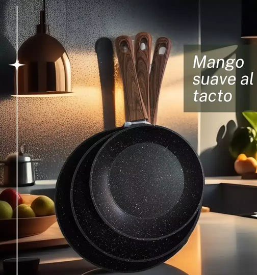 Set de Sartenes Teflon Antiadherente OM 3pcs (Ø 28cm Ø 24cm Ø 20cm)