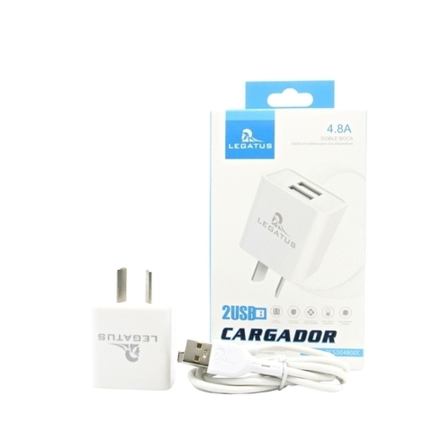 Kit Cargador 2 en 1 Legatus V8 Carga Rapida 4.8A doble usb